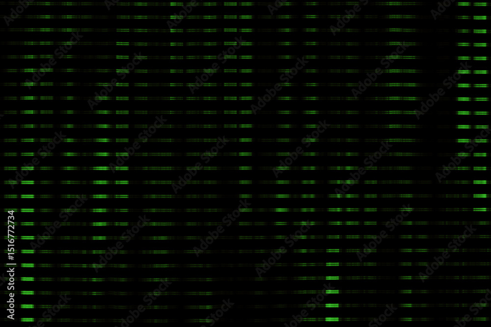 Poster scan lines and glitches on a screen display in green on a black background