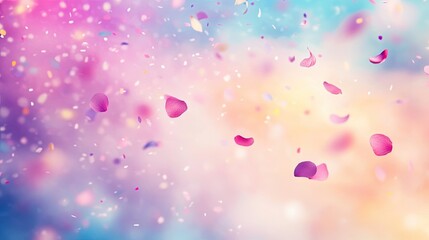 Delicate flower petals and confetti in pastel colors.