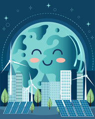eco   happy planet  vector illustration