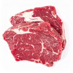 Fototapeta premium Grass-fed meat cuts on isolated white background with natural light and macro detail for paleo and whole food visuals