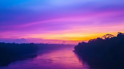 Colorful Sunset Over Tropical River