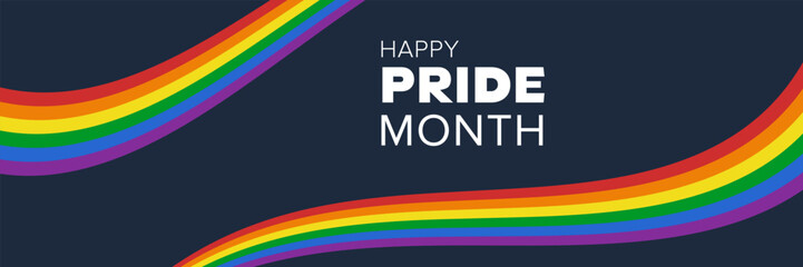 LGBT rainbow flag banner. Pride Month design concept. Gay parade celebration. Vector illustration	