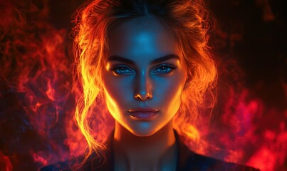 Naklejka premium Fiery, radiant woman