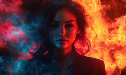Woman in dramatic lighting
