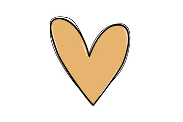 Beige heart shape isolated on transparent background, a symbol of love and romance for valentine's day