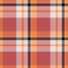 Warmtoned tartan pattern featuring interweaving stripes of orange, beige, brown, and black. Ideal for backgrounds, textiles, or autumnal designs.
