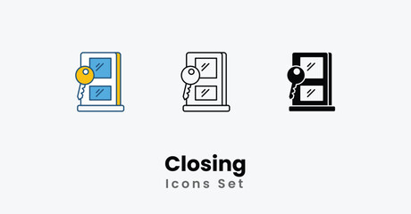 Closing Vector icon set vector stock illustration