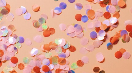 Realistic confetti background, birthday atmosphere, paper confetti for holidays