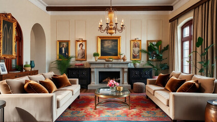 living room with fireplace