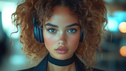 Stylish young woman with headphones