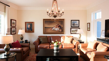 living room with fireplace