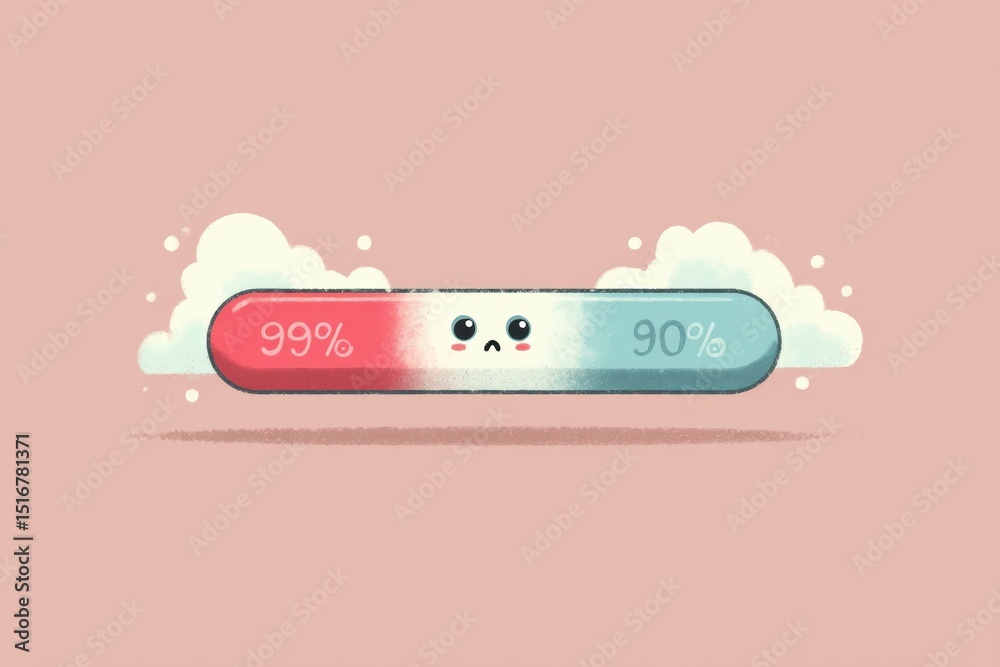 Aufkleber Loading Bar Stuck at 99 Percent Creates Anxious Expression in Faded Background