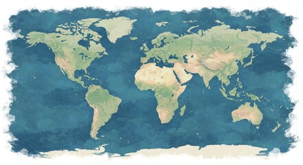 Fototapeta premium Watercolor World Map