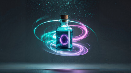 Floating Magic Potion with Energy Swirls – Fantasy Concept Design