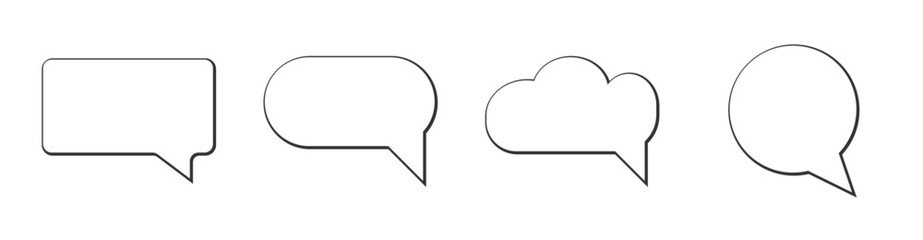 Minimalist Speech Bubbles. A clean set of blank vector chat and thought bubbles. Perfect for web and app design, comics, or adding communication elements to any project. Simple and versatile.