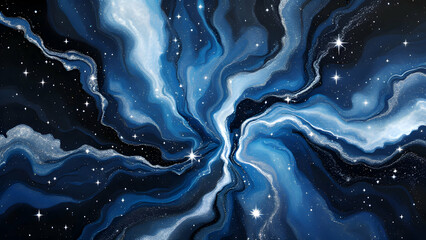 Cosmic Nebula Swirl: Dark Blue White Silver Galaxy Art.
Ethereal Space Design: Abstract Cosmic Flow Pattern.
Dreamy Star Art: Dark Blue Silver Nebula Texture.
