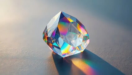 Rainbow iridescence gemstone on dark surface