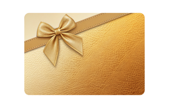 Textured gold surface with gold satin bow gift card template and transparent curve corner background