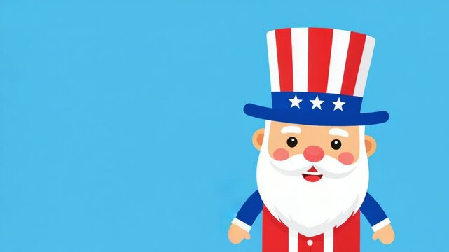 Cure cartoon Uncle Sam Character for 4th of July. Seamless Loop