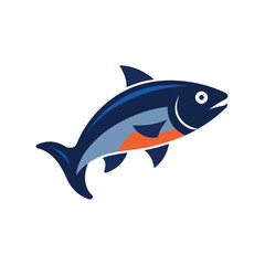 Salmon fish silhouette on white background