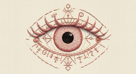 Geometric Eye Embroidery Illustration