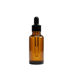 Ultra realistic UHD photo of a facial oil bottle with glass dropper, standalone, on a plain transparent background with no shadows, in 3/4 view with clear contours, concept for beauty product