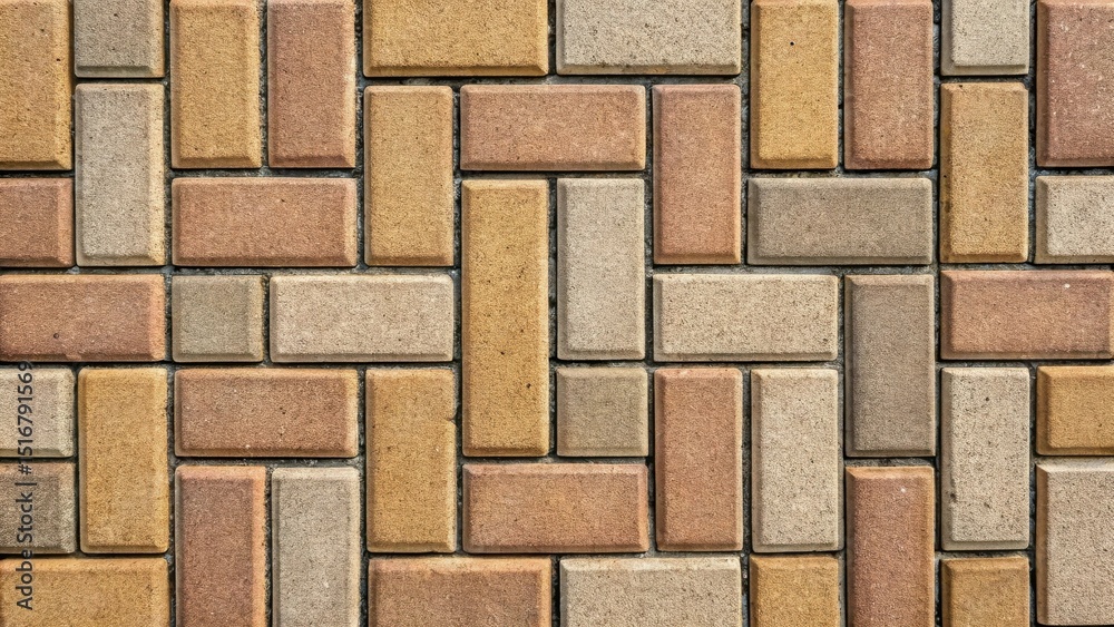 Poster Interlocking Pavement Tiles in Earthy Tones A Seamless Texture of Rectangular Bricks with a Subtle Geometric Pattern