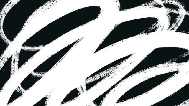 White brush stroke grunge background animation, black and white texture, doodle scribble backdrop, transition, intro, 4K, video, loop