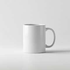 Fototapeta premium Minimal White Mug Mockup on Light Gray Background for Branding