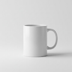 Minimal White Mug Mockup on Light Gray Background for Branding