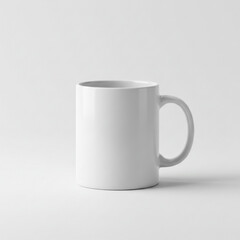 Fototapeta premium Minimal White Mug Mockup on Light Gray Background for Branding