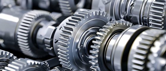 Fototapeta premium Closeup View Of Interlocking Metal Gears