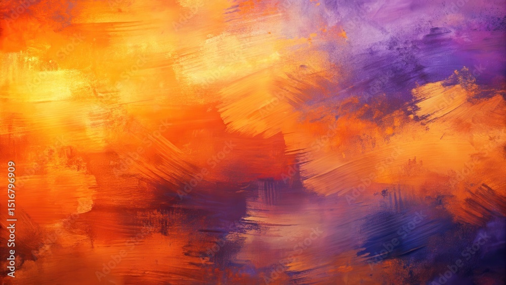 Poster abstract orange and purple hues a textured background of vivid brushstrokes and dynamic color blends