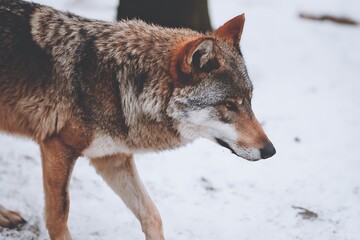 Obraz premium Wolf in snowy winter environment portrait