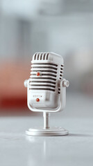 Retro microphone on a table, a timeless symbol of communication, broadcasting, and vintage style.  Perfect for podcasting, music, radio, and retrothemed designs. Evokes nostalgia and classic elegance.
