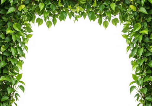 Green leaf arch frame isolated on transparent background