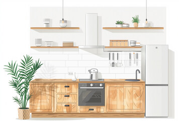 modern kitchen interior with kitchen furniture