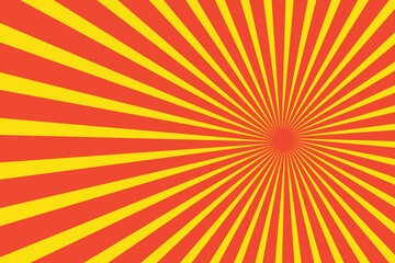 Retro Sunburst Background  Red and Yellow Comic Style Burst Rays for Pop Art, Poster, Sale Banner, Manga, Vintage Design.