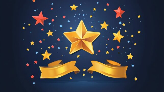 Best monthly employee business diploma recognition award template. Best employee certificate, honorary banner with golden star illustration illustration , no logos, no brands