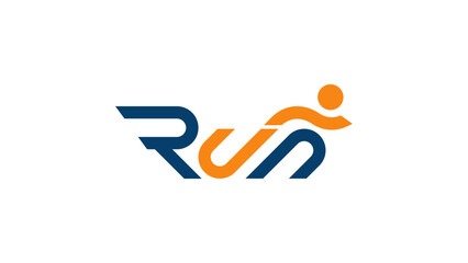 Simple, bold Run logo in blue and orange Color