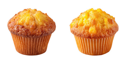 Freshly Baked Pineapple Muffins Isolated on a Transparent Background