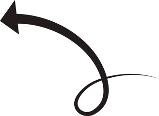 Arrow icon. Hand drawn black line doodle arrow, curve arrow vector. Sketch curved dashed arrows design isolated on transparent background. Direction shape for web and app.