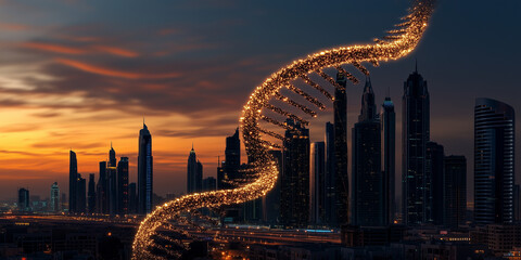 Mrna vaccine development innovations in dubai urban landscape science evening atmosphere