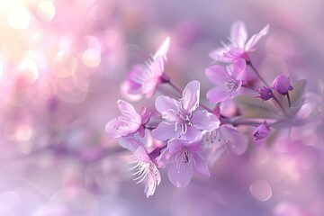 Fototapeta premium Delicate blossoms in soft focus ethereal beauty and serene spring vibes bloom gently