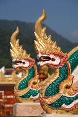 Detail of decorations of Wat Chalong temple, Phuket, Thailand