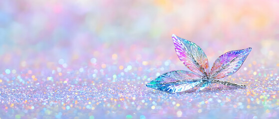 Colorful Pastel Leaf On Glittery Background