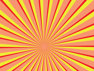 Retro Sunburst Background  Red and Yellow Comic Style Burst Rays for Pop Art, Poster, Sale Banner, Manga, Vintage Design.
