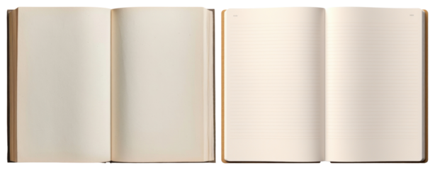 PNG Blank and lined open notebooks, element set on transparent background