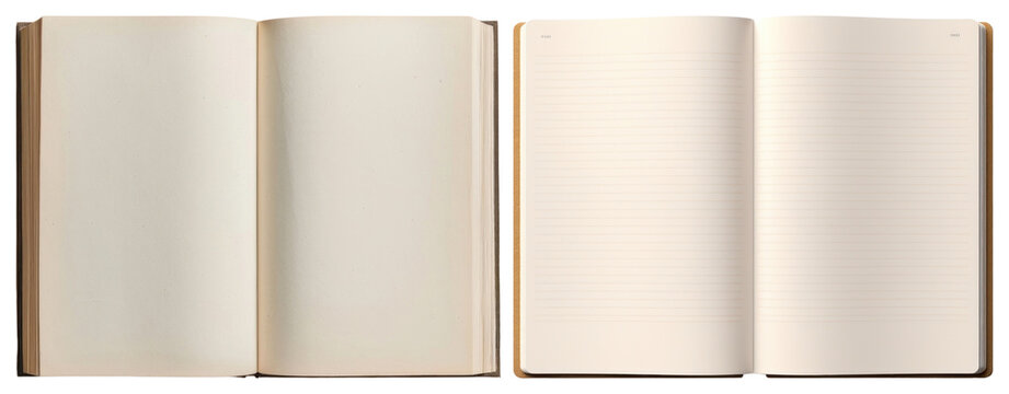PNG Blank and lined open notebooks, element set on transparent background