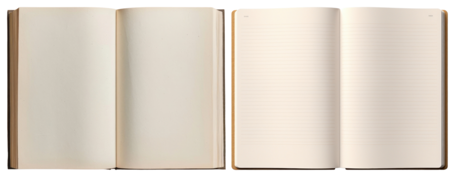 PNG Blank and lined open notebooks, element set on transparent background